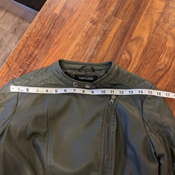 Vegan Leather Olive Green Moto jacket size M - Picture 9 of 12